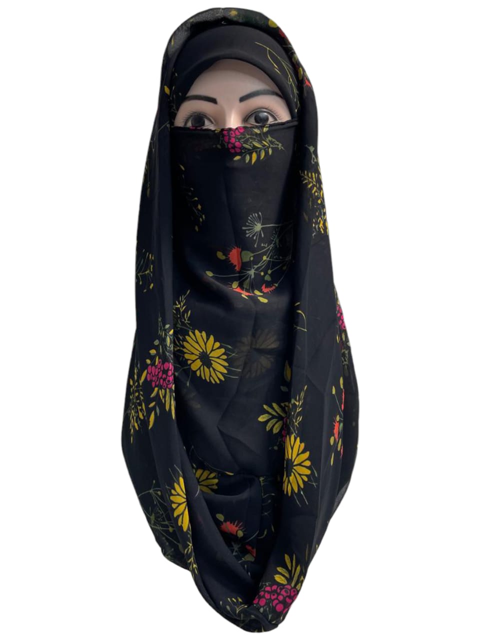 Printed Ninja Nector Hijab With Niqab Design D1