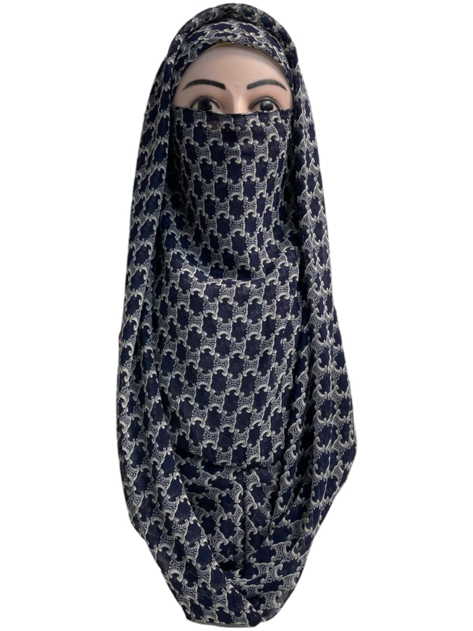 Printed Ninja Nector Hijab With Niqab Design D4