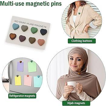 Pack of 4 Pcs Decent Heart Shape Imported Quality Premium Strong Hijab Magnetic Pins No Snag Multi Use