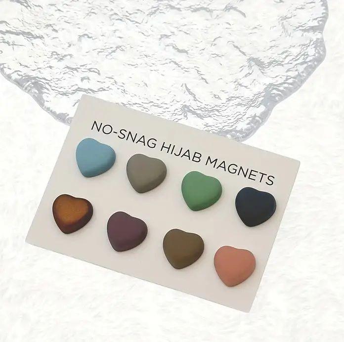 Pack of 4 Pcs Decent Heart Shape Imported Quality Premium Strong Hijab Magnetic Pins No Snag Multi Use