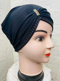 Side Party Hijab Cap Black