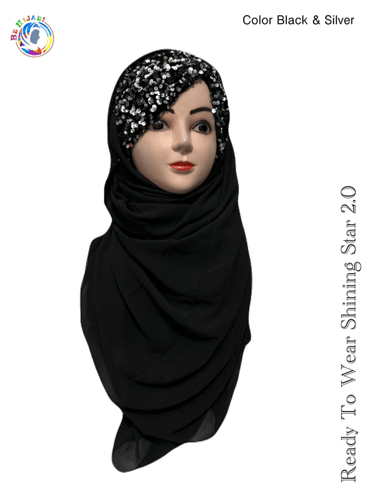 Bridal Hijab Shining Star 2.0 Black With Silver