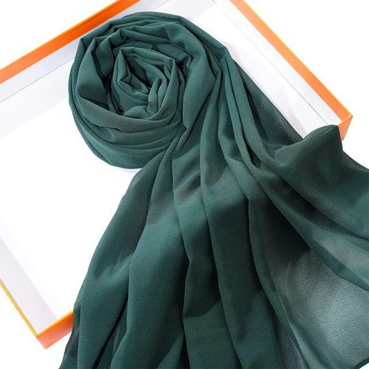 Plain Georgette Chiffon Scarves Color Bottle Green