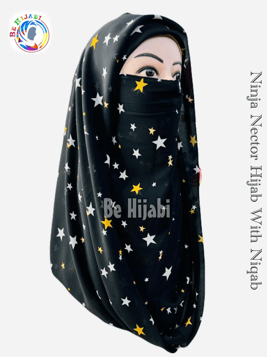 Printed Ninja Nector Hijab With Niqab Design 51