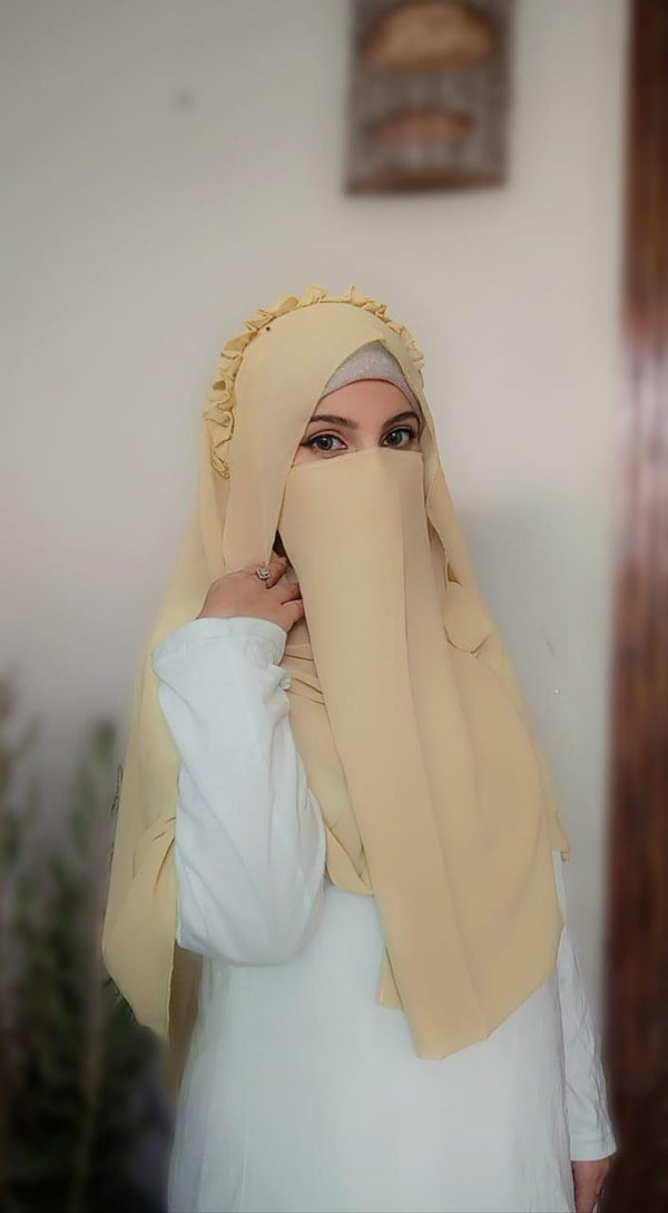 Princess Hijab | Ready To Wear Crown Hijab | 2 Pcs Color Yellow