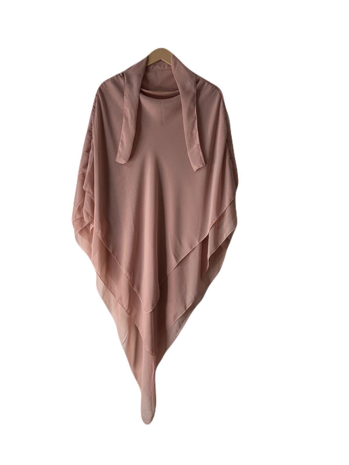 Three Layers Chiffon Khimar Color Tea Pink