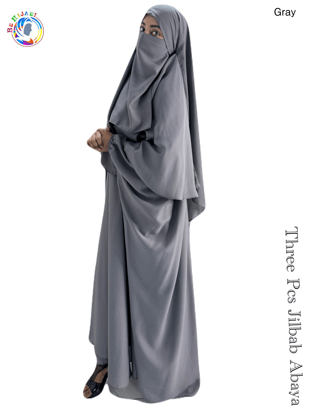 3 Piece Jilbab set Color Gray