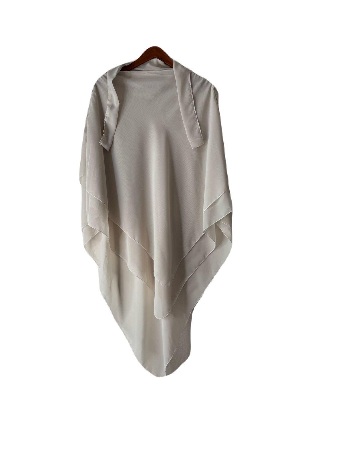 Three Layers Chiffon Khimar Color Cream