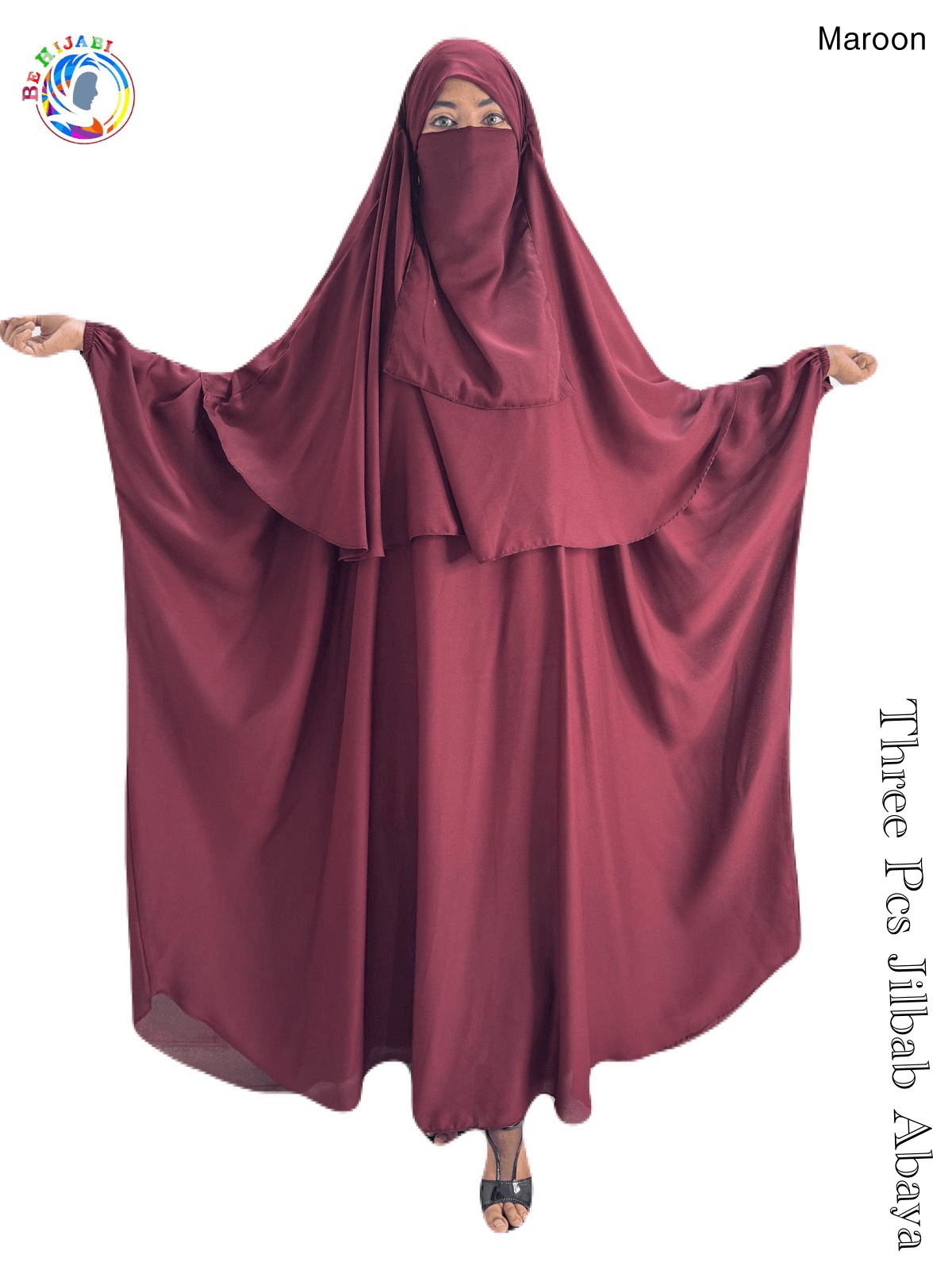 3 Piece Jilbab set Color Maroon