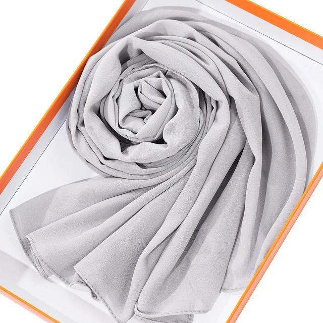 Plain Georgette Chiffon Scarves Color Gray