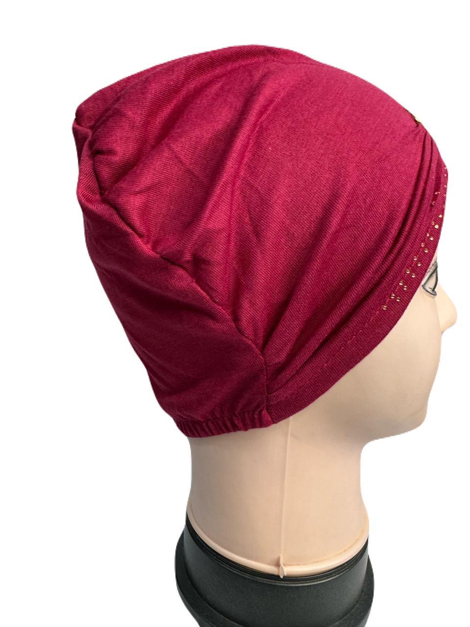 Side Parting Hijab Cap Maroon