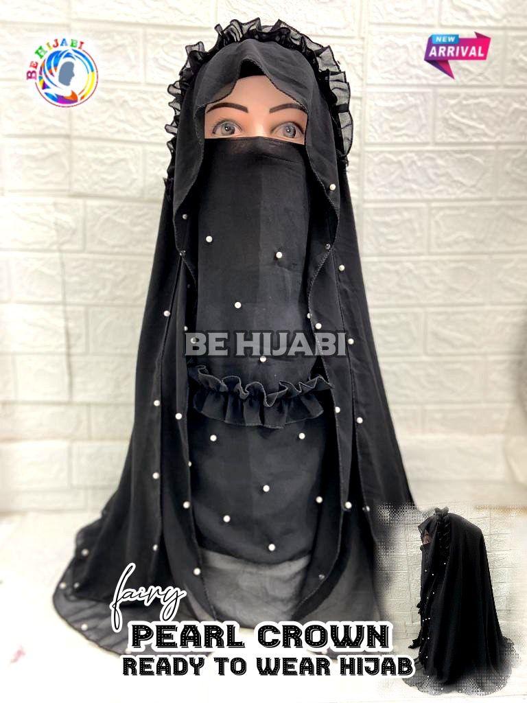 Fairy Crown Hijab Full  Black