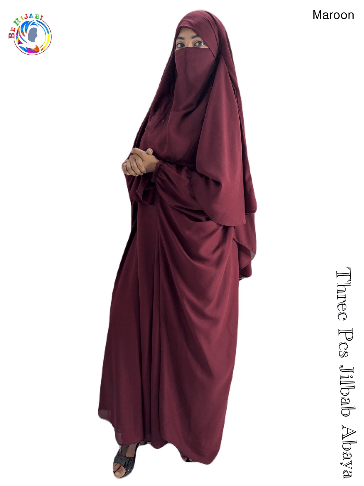 3 Piece Jilbab set Color Maroon