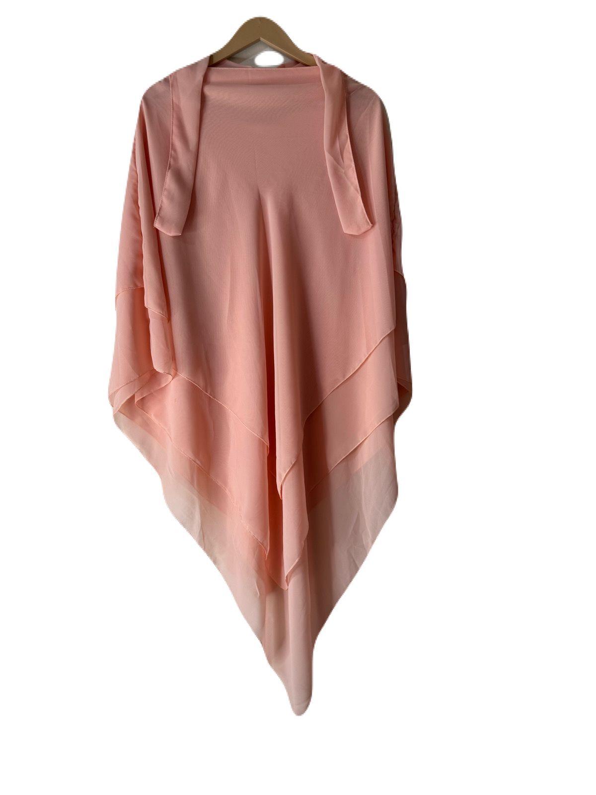 Three Layers Chiffon Khimar Color Peach