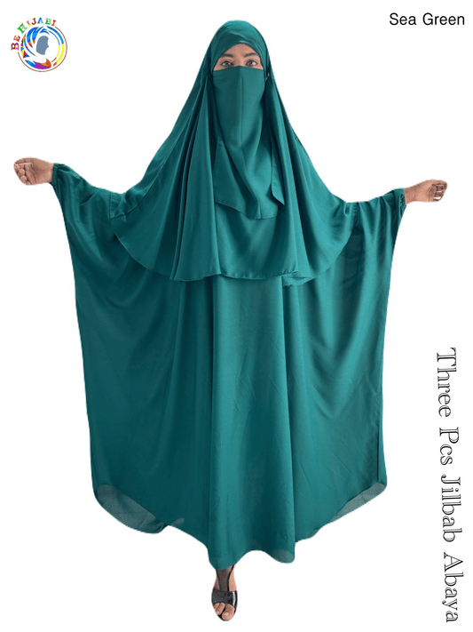 3 Piece Jilbab set Color Sea Green