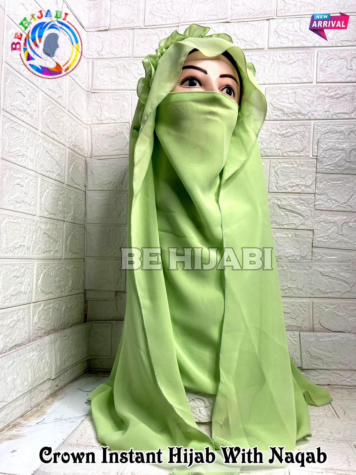 Princess Hijab | Ready To Wear Crown Hijab | 2 Pcs Color Apple Green