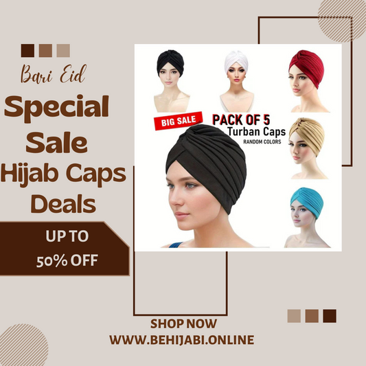 Pack Of 5 Turban Caps Headscarf Pleated Wrap Chemo Cap Random Colors
