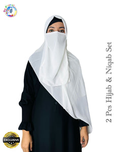 2 Pcs Hijab & Niqab Set Color White