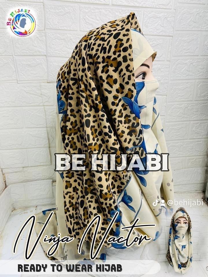 Printed Ninja Nector Hijab With Niqab Design 12