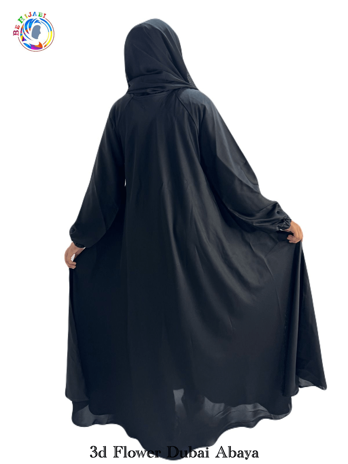 3d Flower Dubai Abaya Black