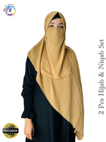 2 Pcs Hijab & Niqab Set Color Camel