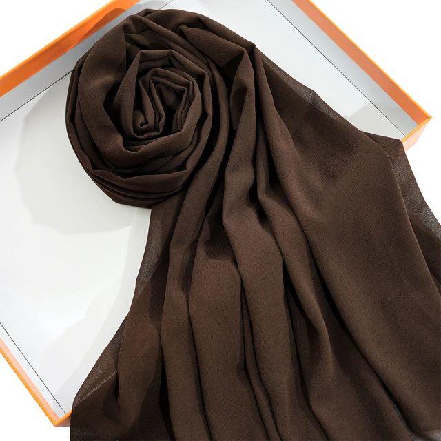 Plain Georgette Chiffon Scarves Color Brown