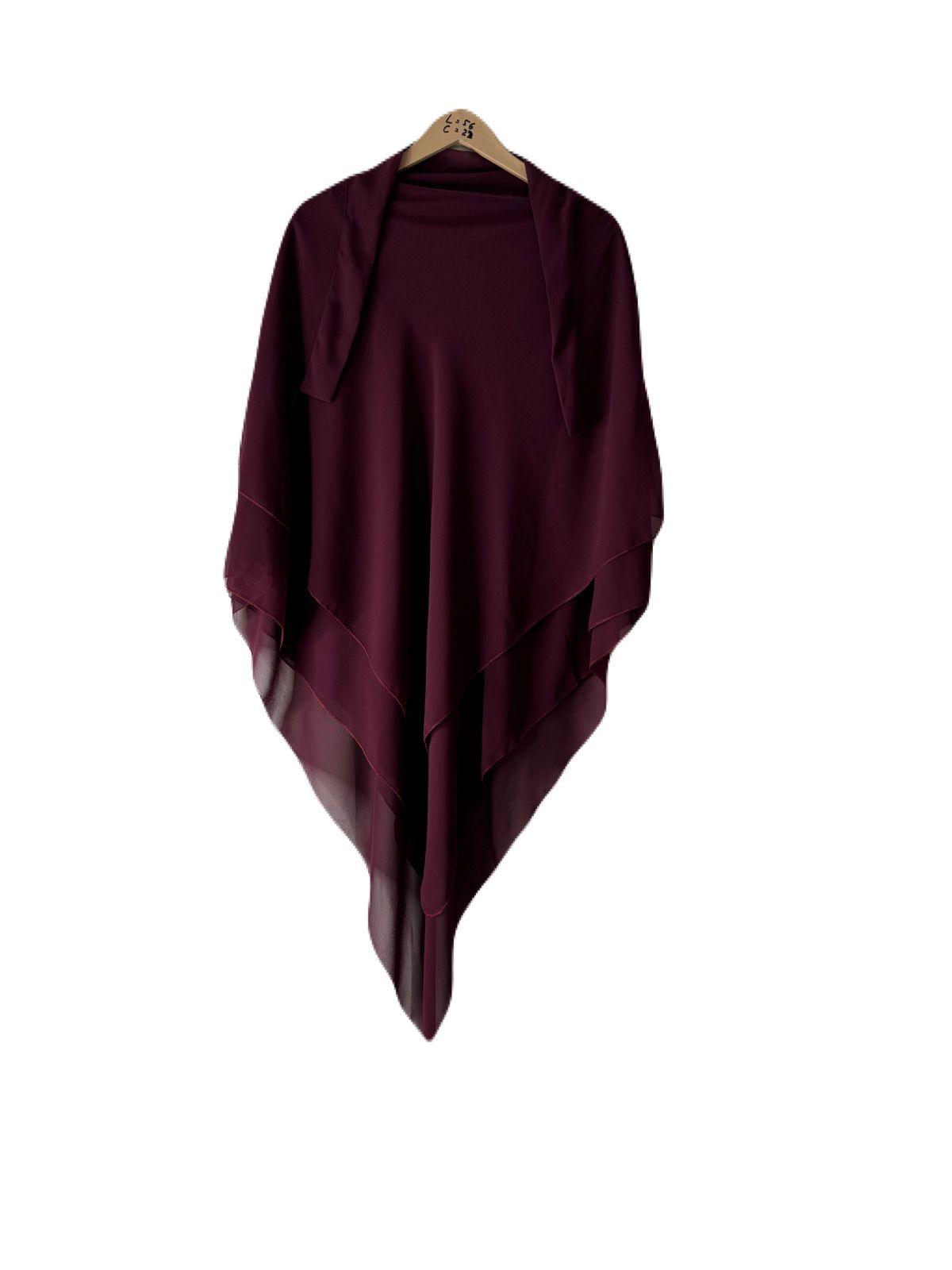 Three Layers Chiffon Khimar Color Dark Maroon