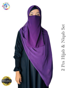 2 Pcs Hijab & Niqab Set Color Purple