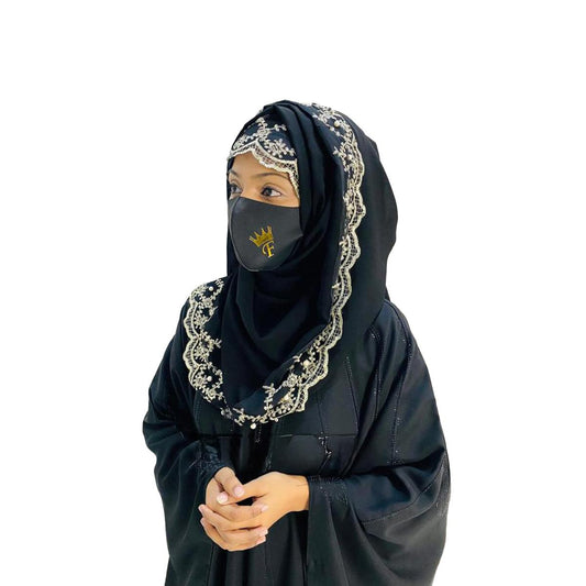 Hoor E Hijab Fancy Embroidery Scarf With Cap