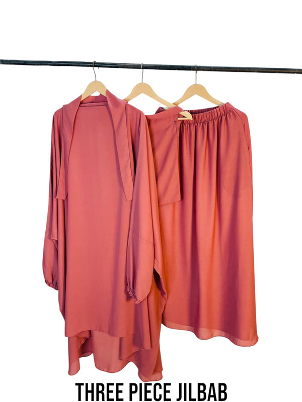 Three Piece Jilbab Color Burnt Burgundy
