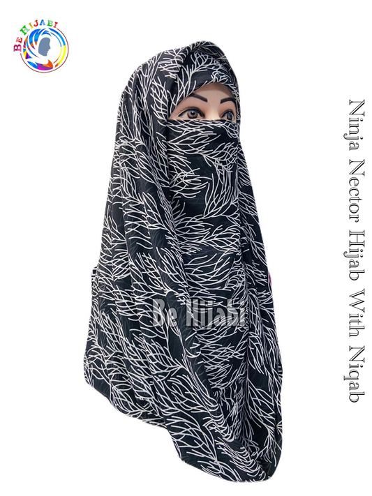 Printed Ninja Nector Hijab With Niqab Design 56