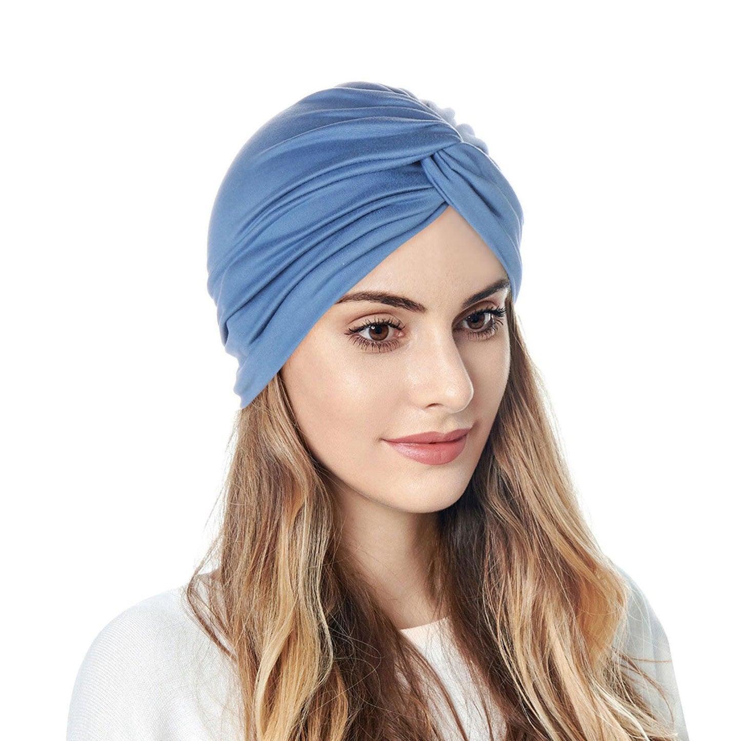 Women Turban Caps Headscarf Pleated Wrap Chemo Cap