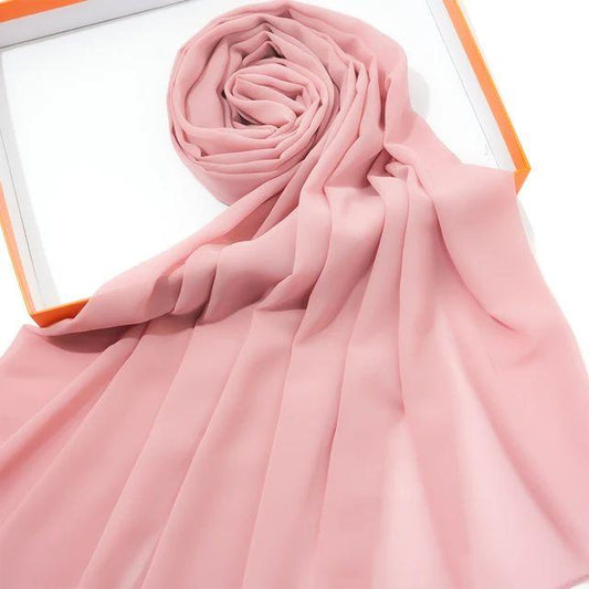 Plain Georgette Chiffon Scarves Color T Pink