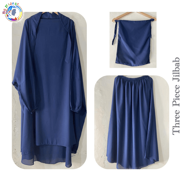Three Piece Jilbab Color Navy Blue