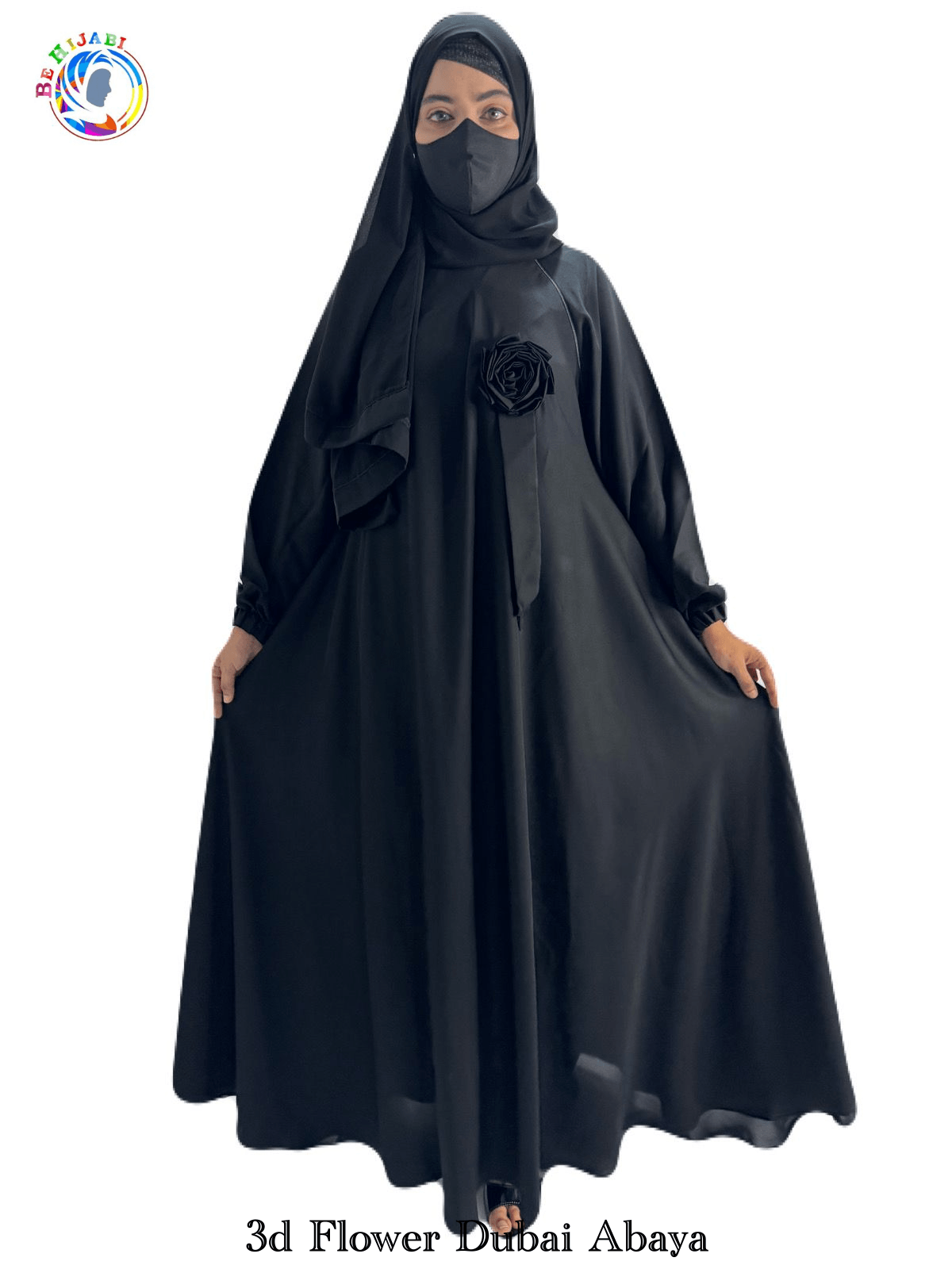 3d Flower Dubai Abaya Black