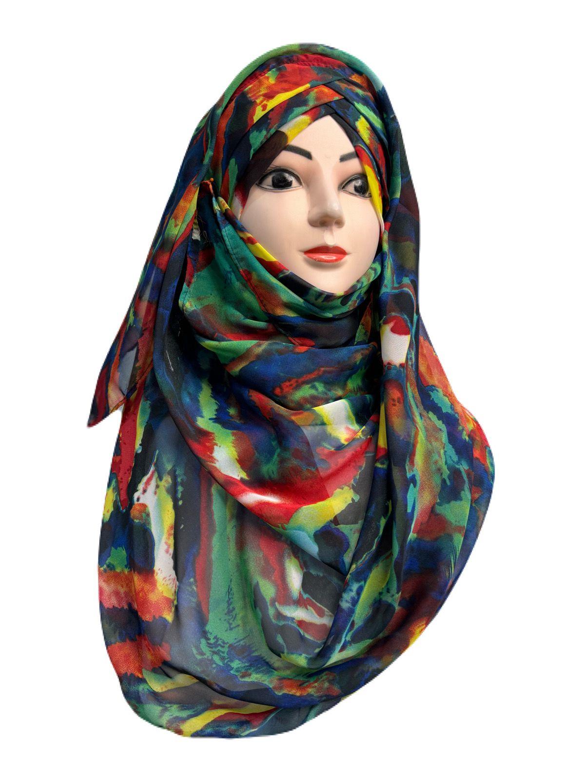 Printed Chiffon Turkish Ready to Wear Hijab Multi