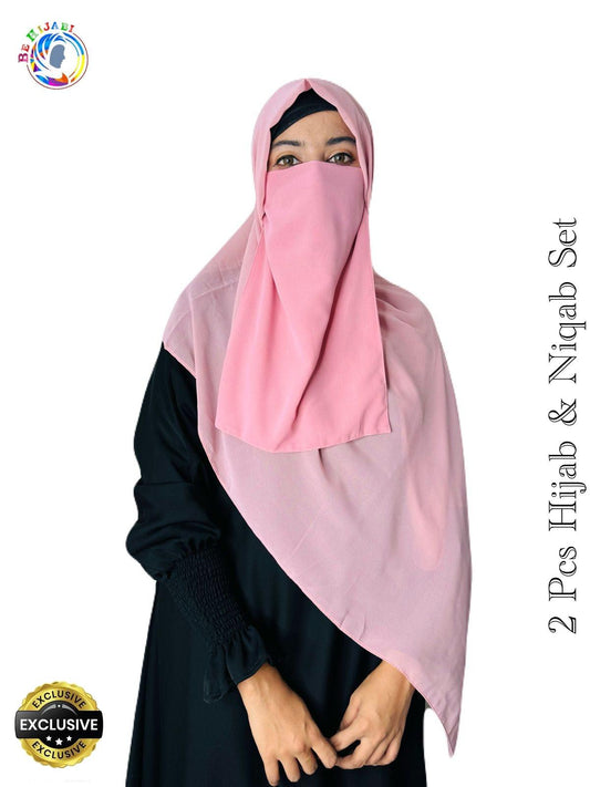 2 Pcs Hijab & Niqab Set Color T Pink