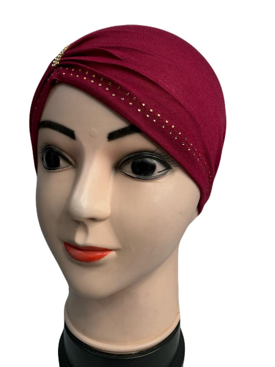 Side Parting Hijab Cap Maroon