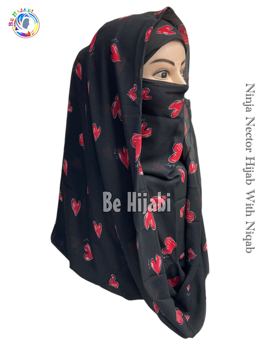 Printed Ninja Nector Hijab With Niqab Design 65