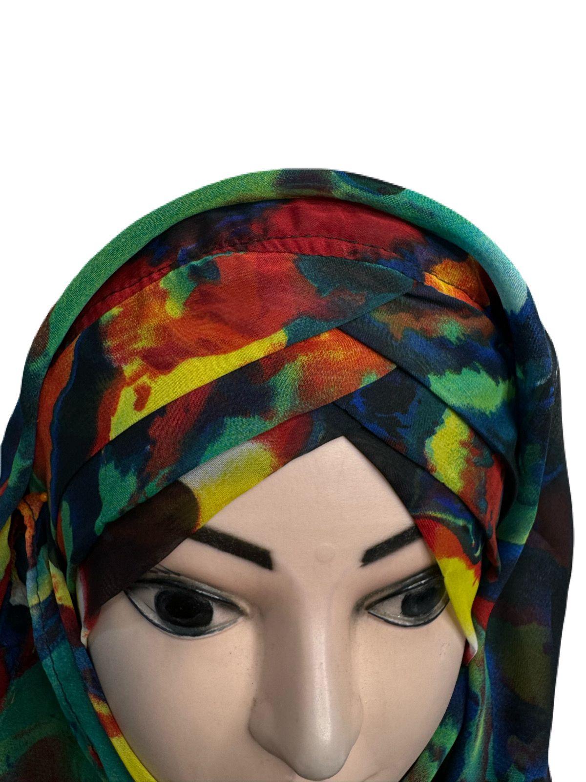 Printed Chiffon Turkish Ready to Wear Hijab Multi