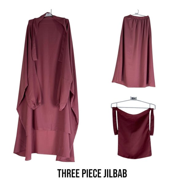 Three Piece Jilbab Color Rosewood