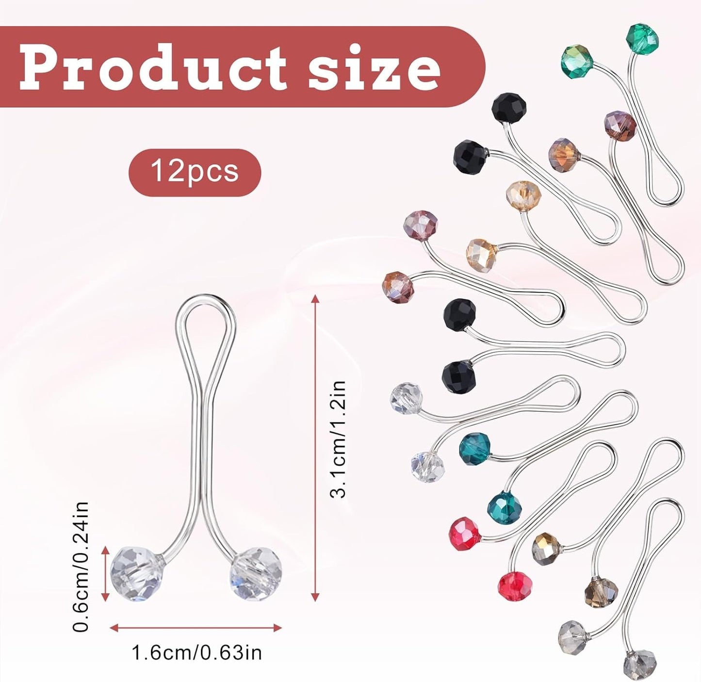 12Pcs Hijab Pins, Wonderful Hijab Clips Pearl Brooch Pins