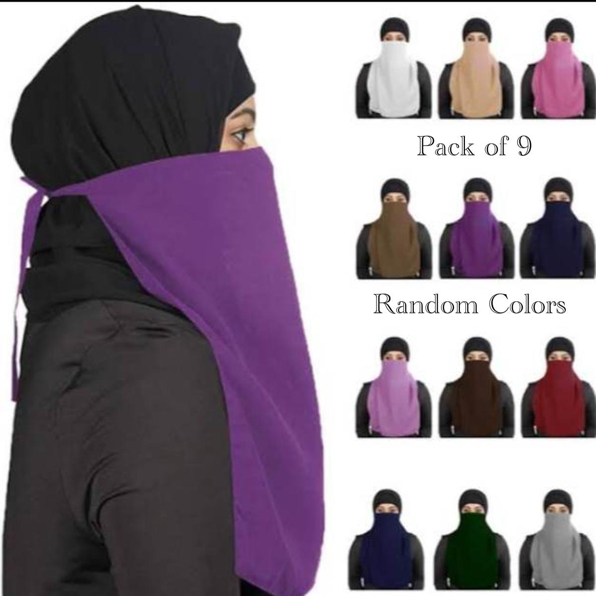 Pack of 9 Knot Niqab Patti Random Colors