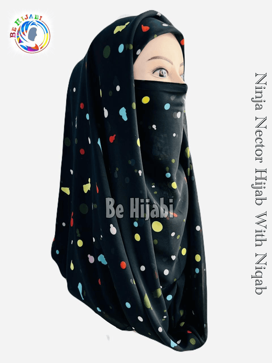 Printed Ninja Nector Hijab With Niqab Design 47