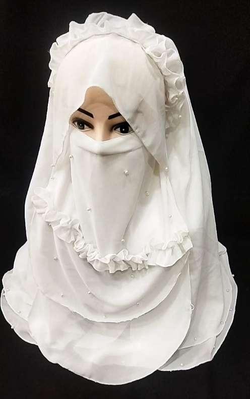 White Fairy Crown Beautiful Hijab With Naqab