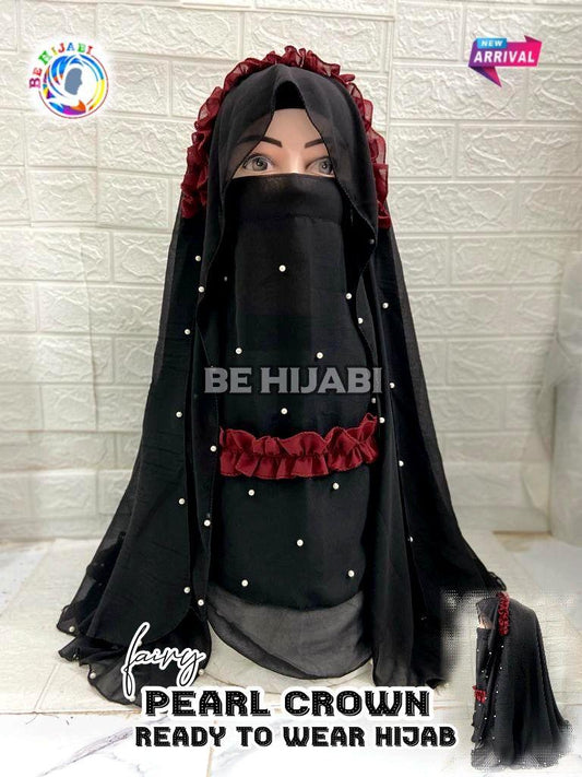 Fairy Crown Hijab Maroon Black