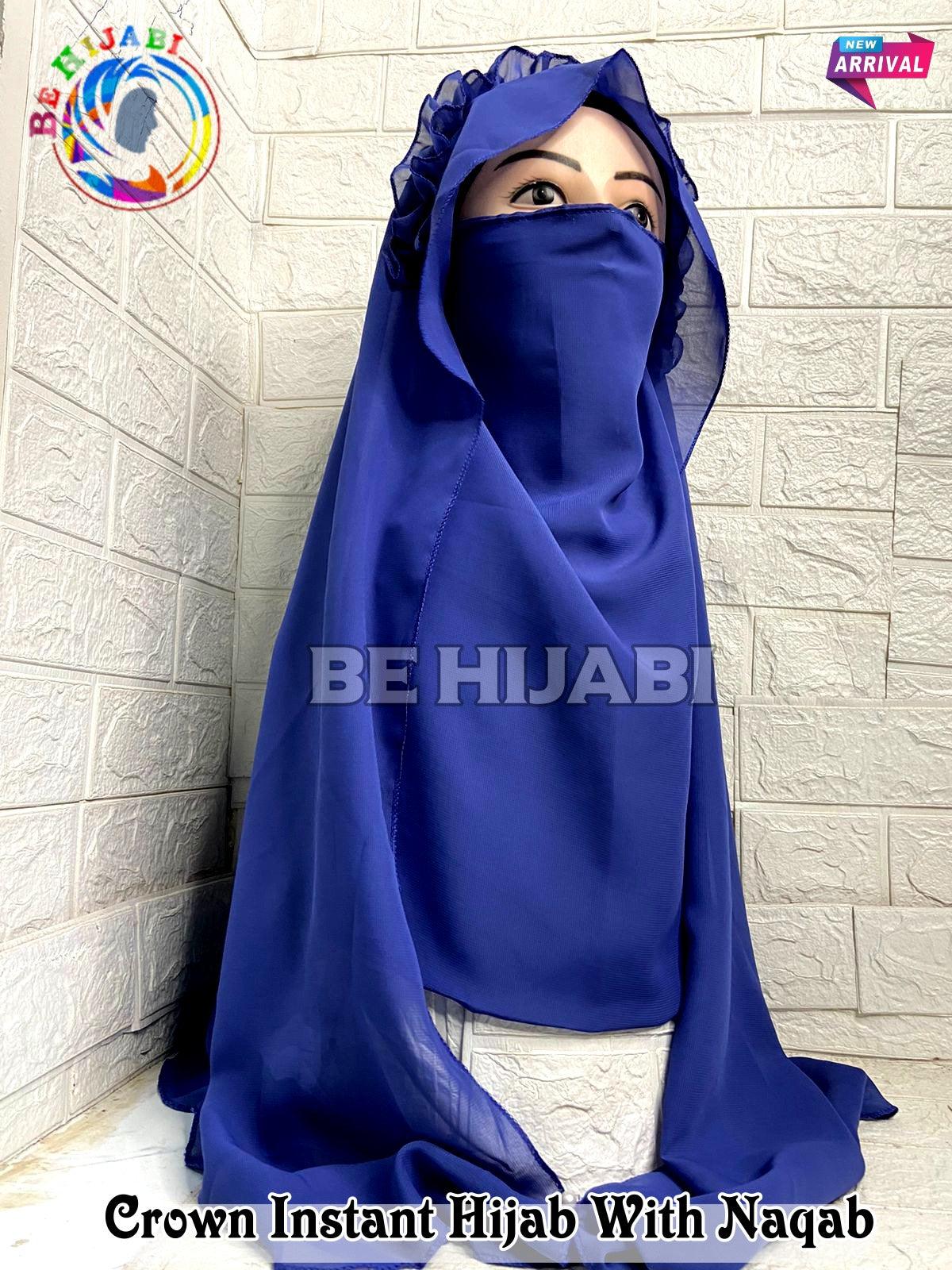 Princess Hijab | Ready To Wear Crown Hijab | 2 Pcs Color Dark Blue