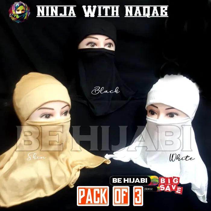 Pack Of 3 Ninja Niqab Hijab Cap