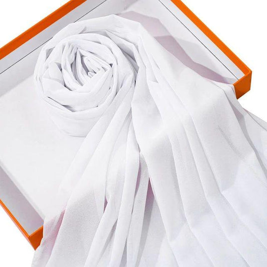 Plain Georgette Chiffon Scarves Color White