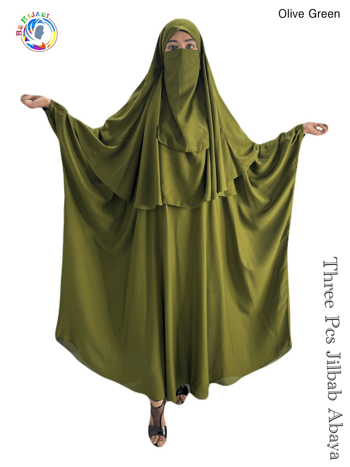 3 Piece Jilbab set Color Olive Green